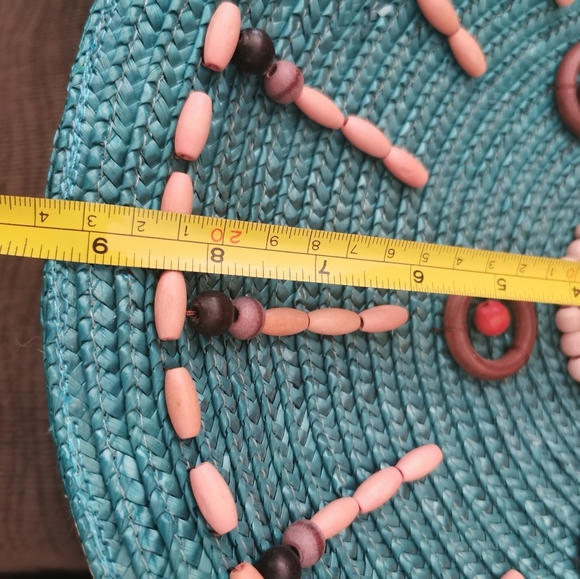 RETRO semi circular embroidered wicker straw bag giannetti - Picture 7 of 14